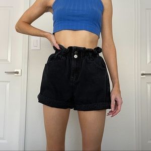 PRINCESS POLLY OPEN ROAD BLACK DENIM SHORTS